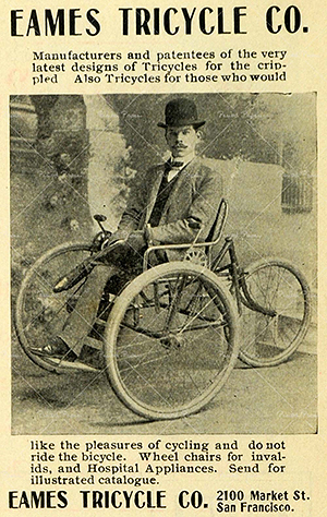 Early Eames hand cranked wheelchair